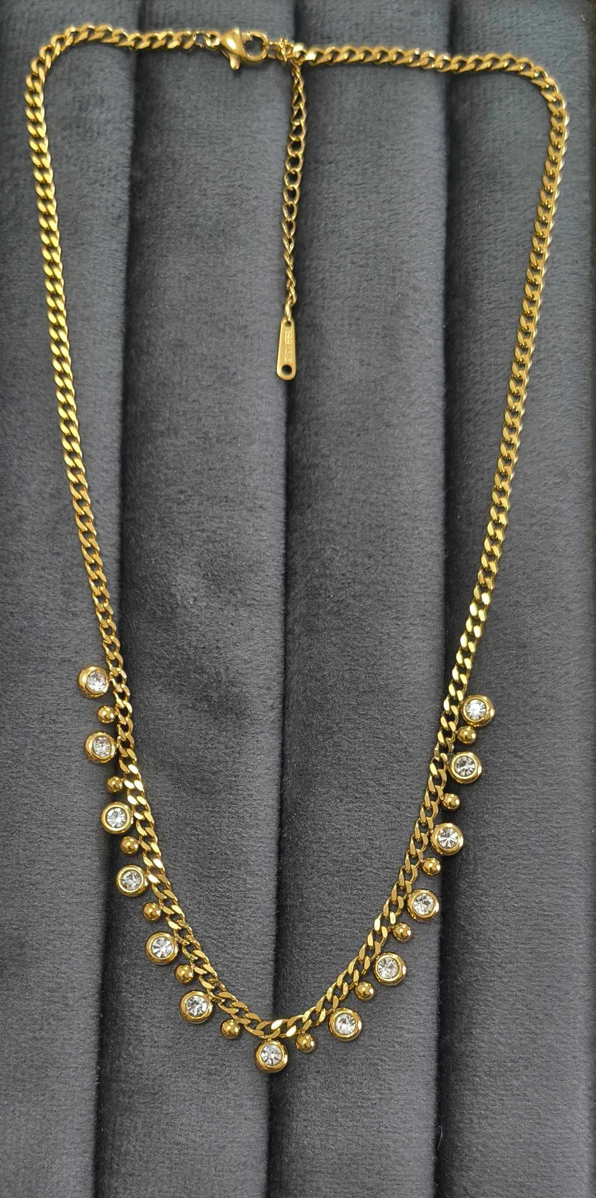 Anti Tarnish Necklace Diamond Drop Chain 18K Gold Plated