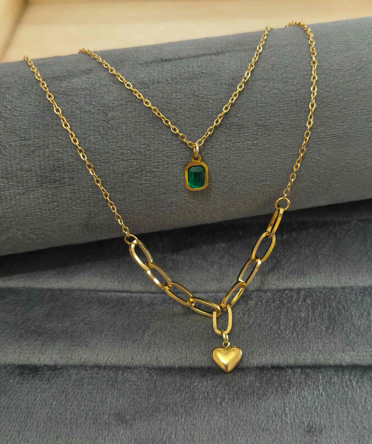 Anti Tarnish Necklace Double Glam Chain 18K Gold Plated