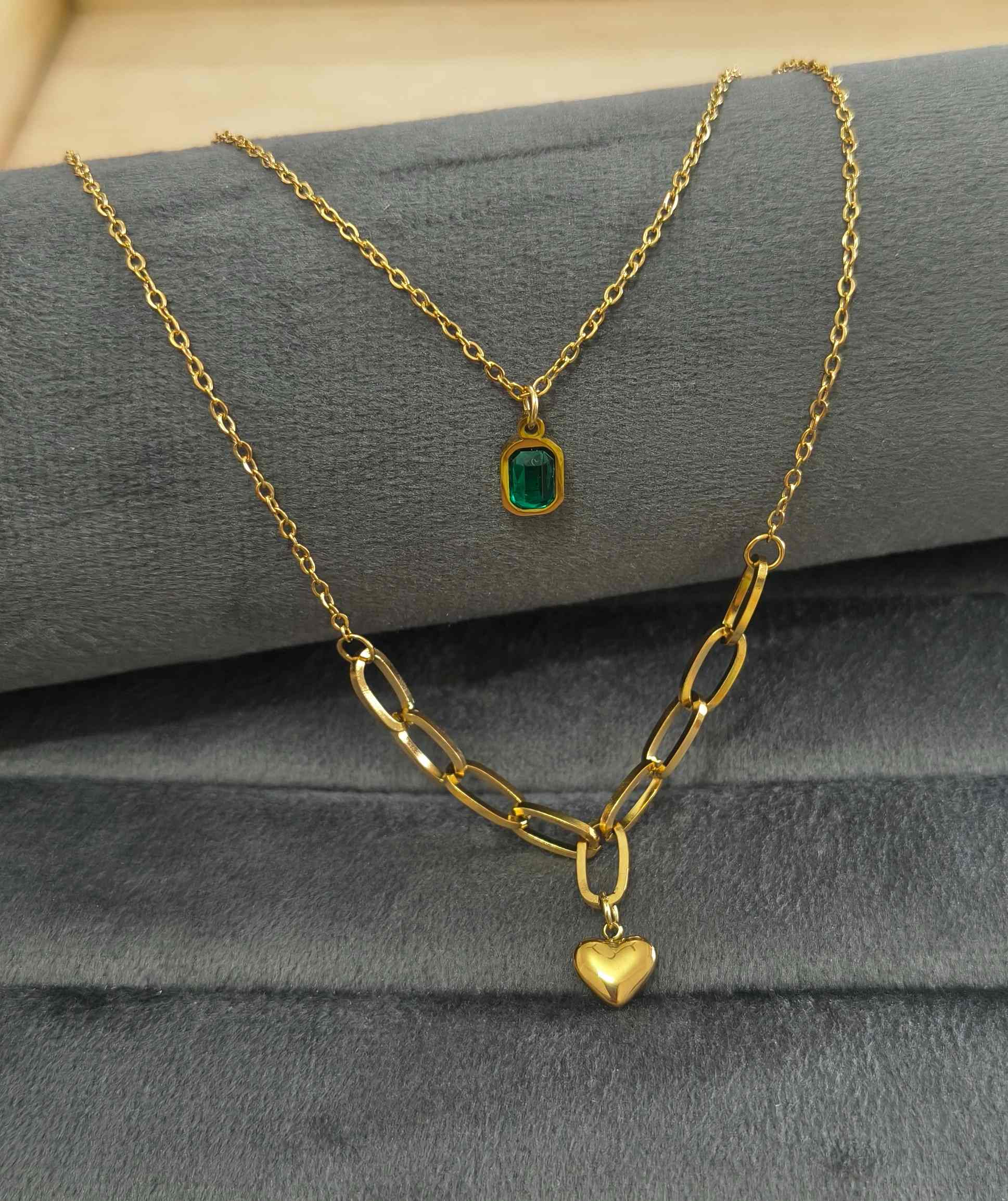 Anti Tarnish Necklace Double Glam Chain 18K Gold Plated