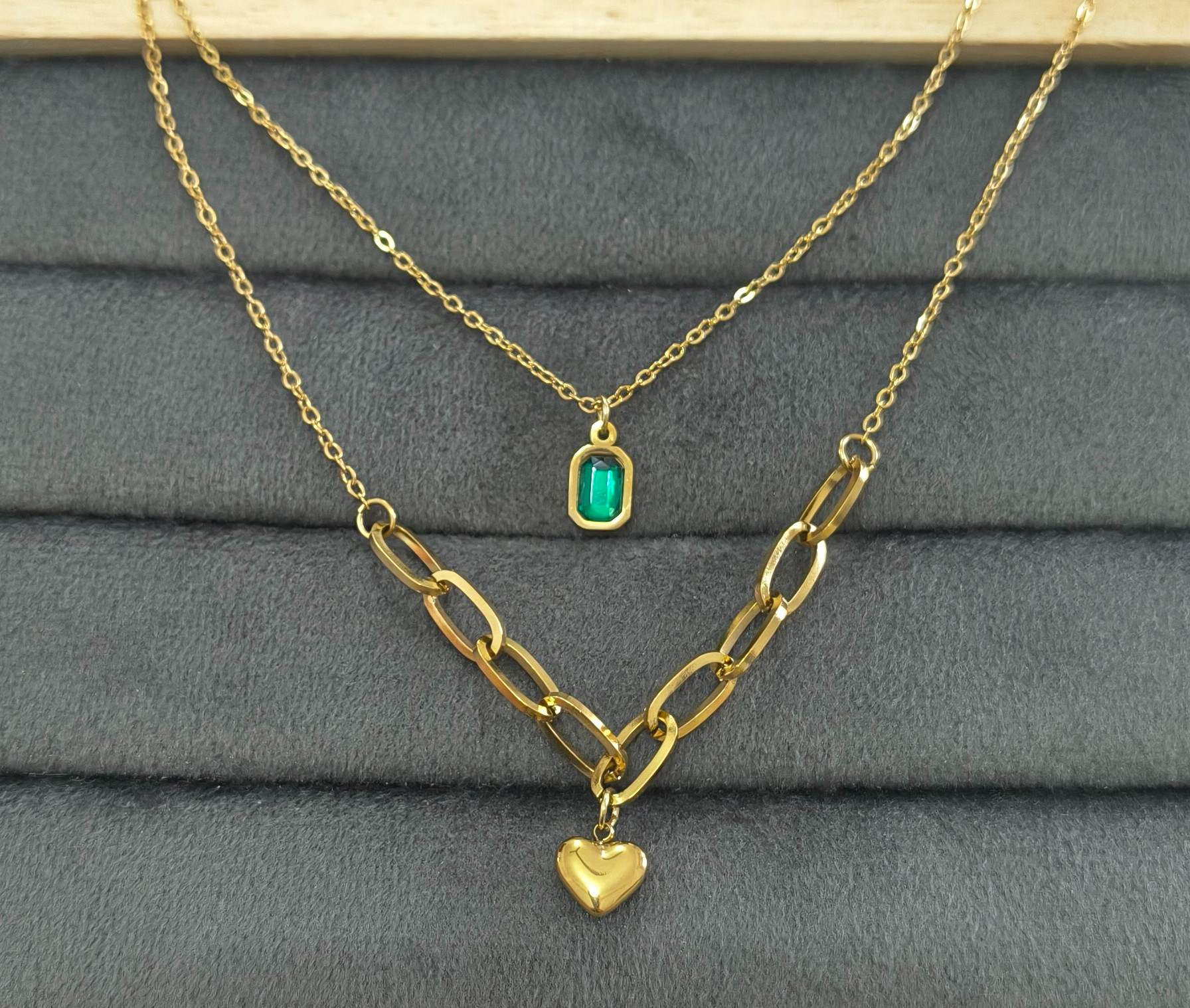 Anti Tarnish Necklace Double Glam Chain 18K Gold Plated