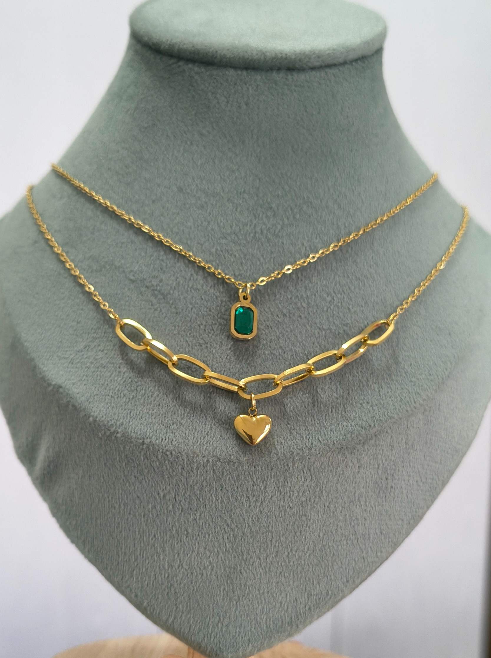 Anti Tarnish Necklace Double Glam Chain 18K Gold Plated
