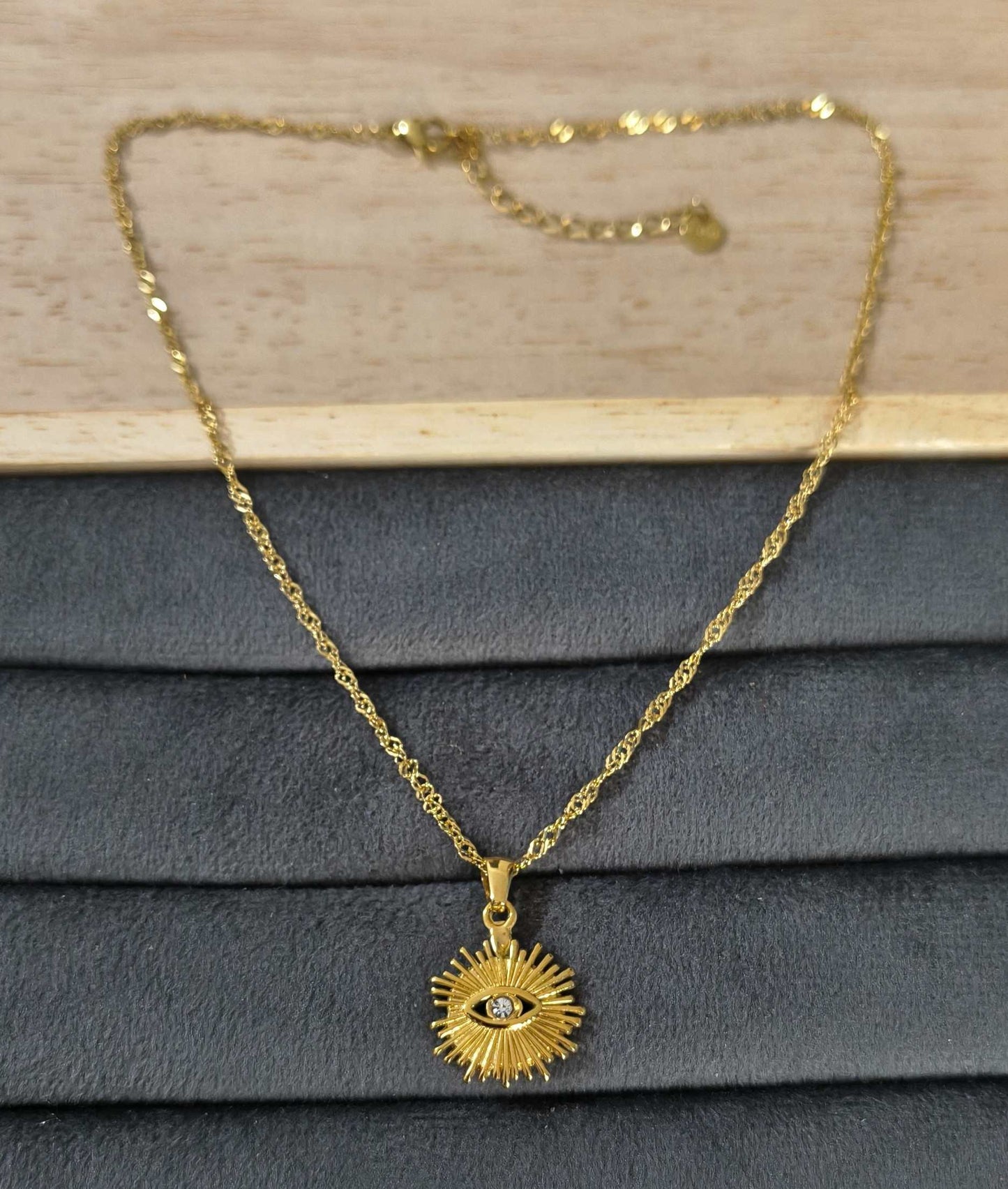 Anti Tarnish Necklace Evil Eye Pendant 18K Gold Plated