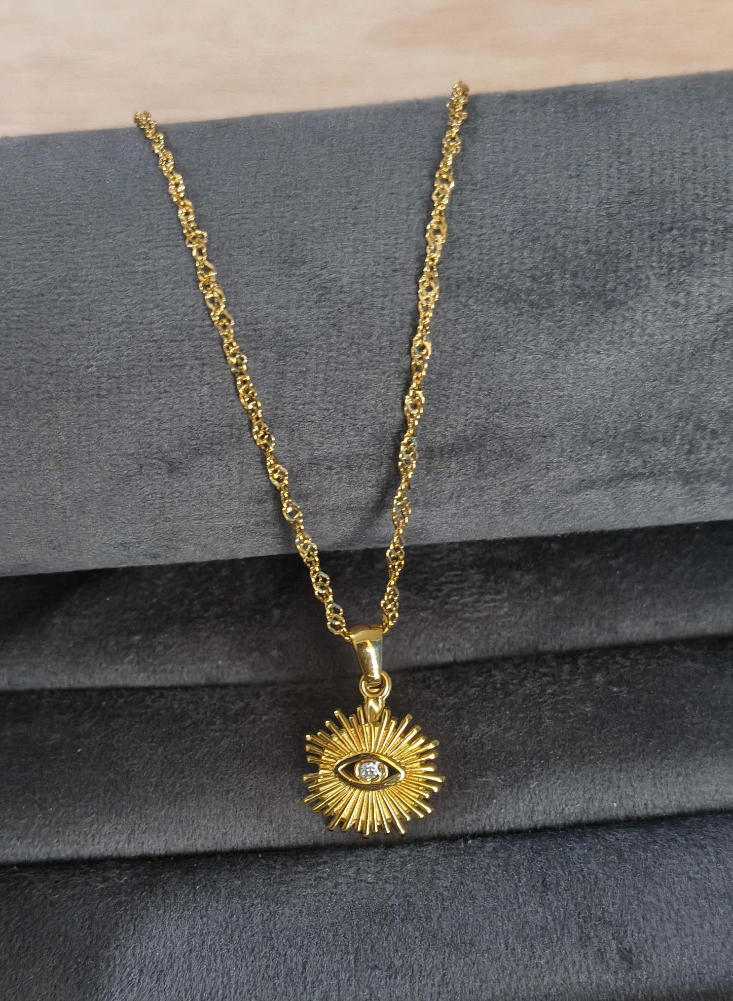 Anti Tarnish Necklace Evil Eye Pendant 18K Gold Plated