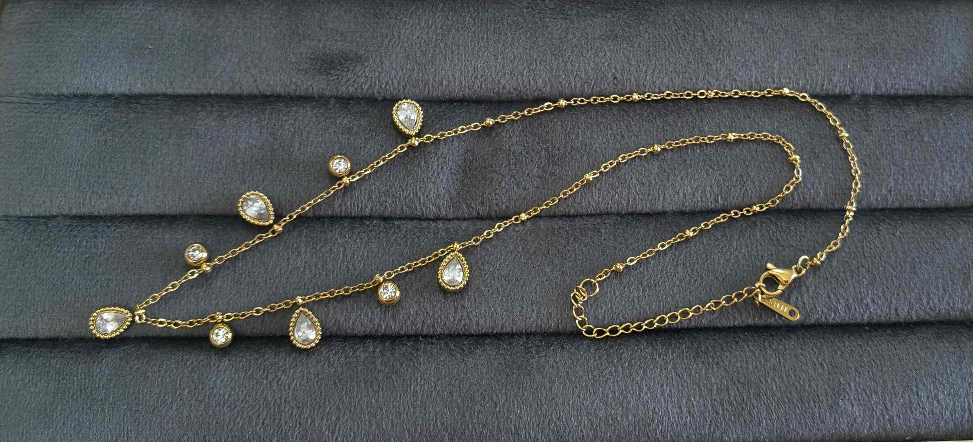 Anti Tarnish Necklace Oval Drop Charms 18K Gold Plated