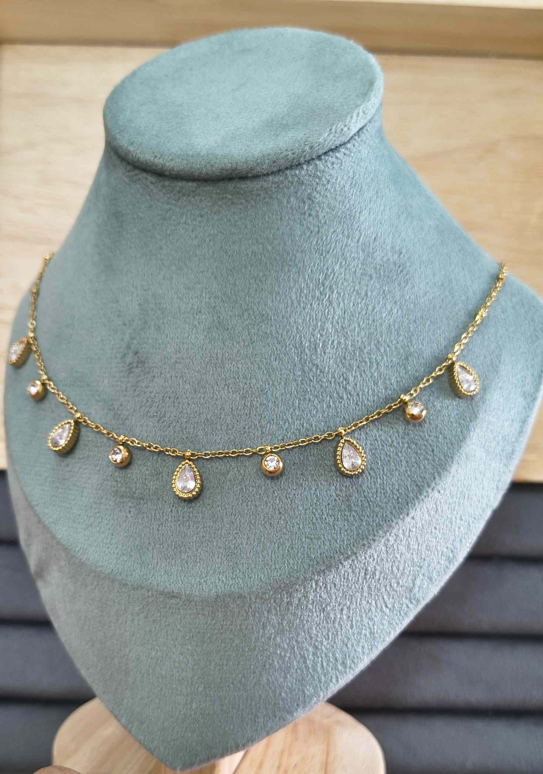 Anti Tarnish Necklace Oval Drop Charms 18K Gold Plated