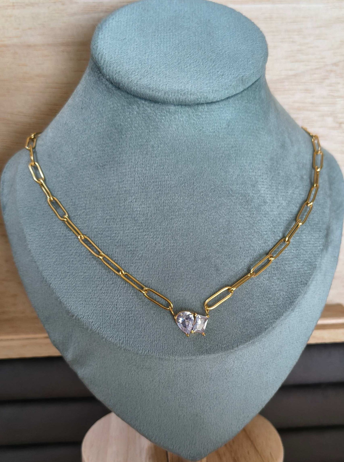 Anti Tarnish Necklace Paperclip Chain 18K Gold Plated