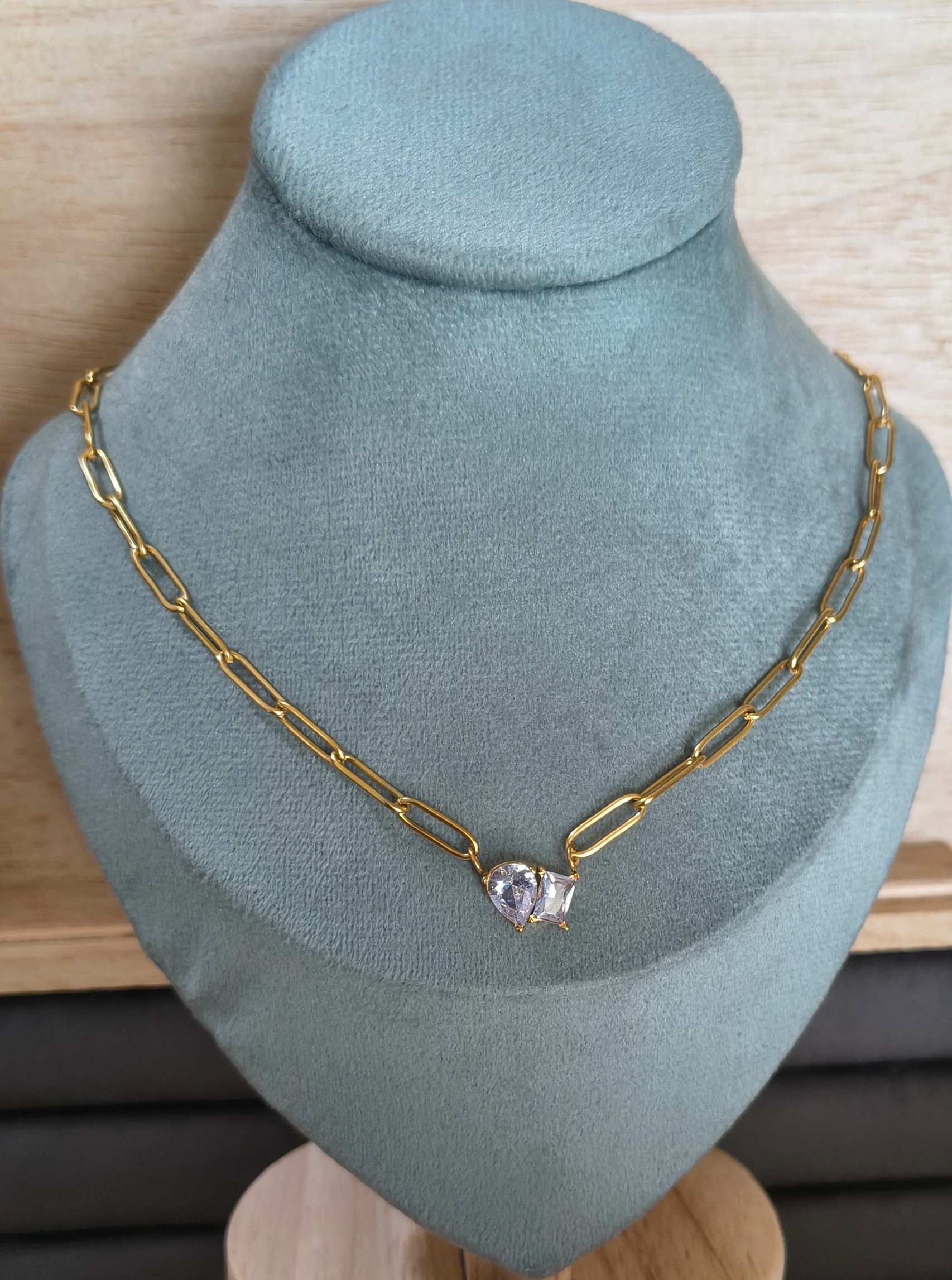 Anti Tarnish Necklace Paperclip Chain 18K Gold Plated
