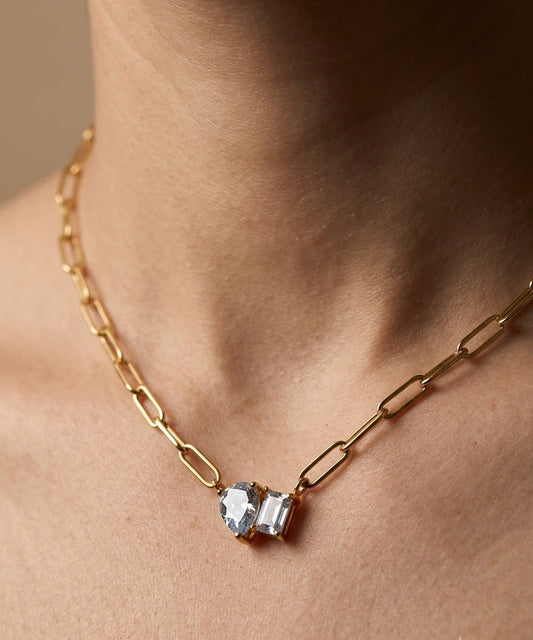 Anti Tarnish Necklace Paperclip Chain 18K Gold Plated