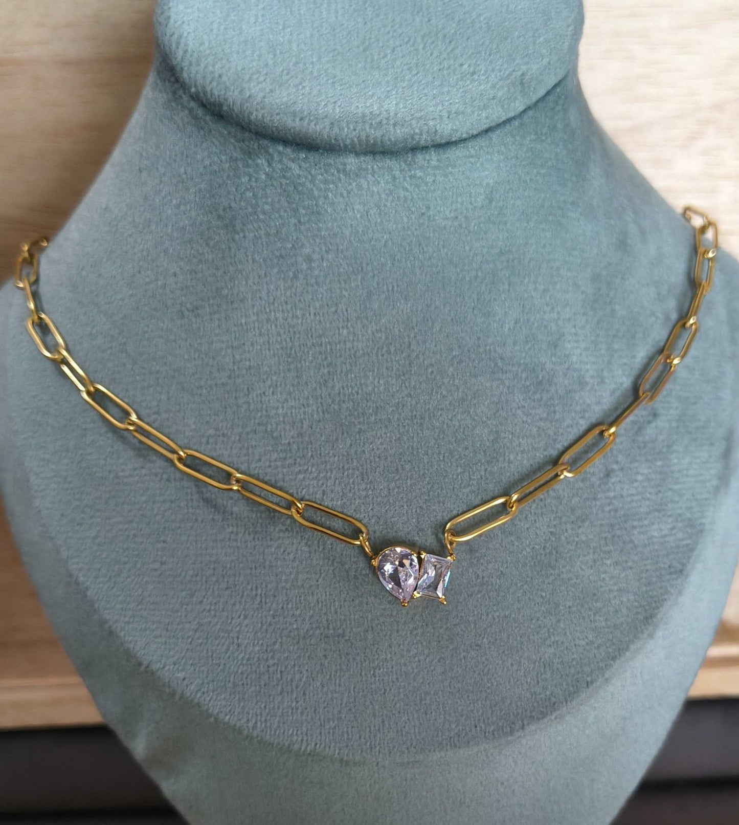 Anti Tarnish Necklace Paperclip Chain 18K Gold Plated