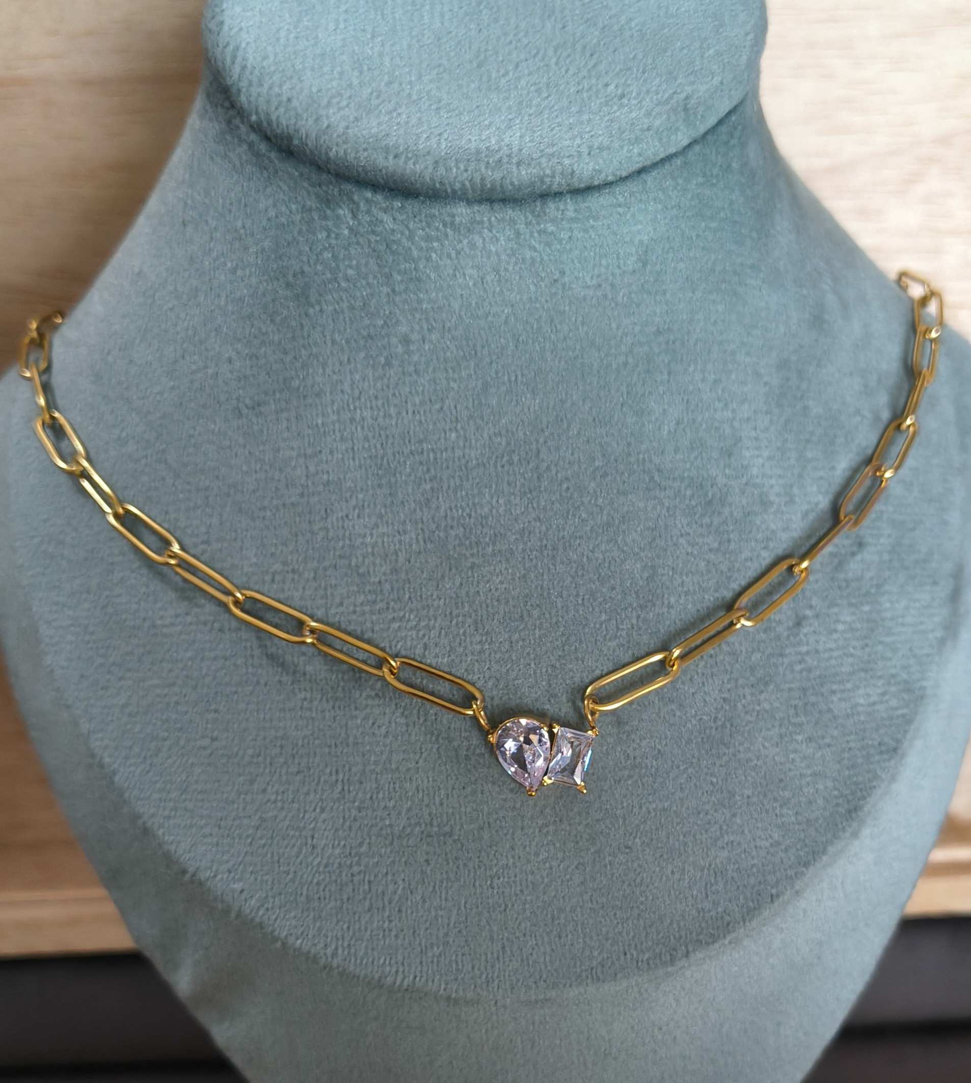 Anti Tarnish Necklace Paperclip Chain 18K Gold Plated