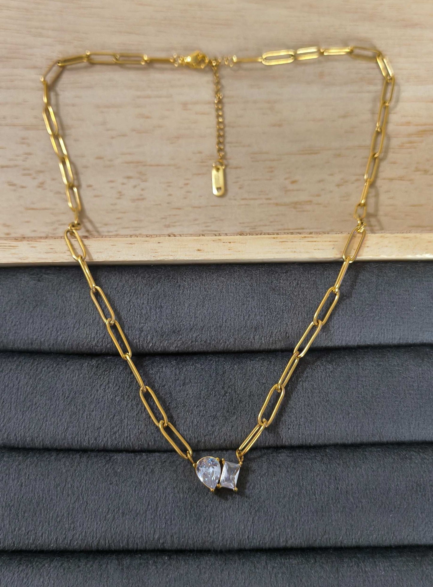 Anti Tarnish Necklace Paperclip Chain 18K Gold Plated