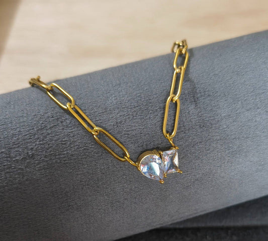 Anti Tarnish Necklace Paperclip Chain 18K Gold Plated