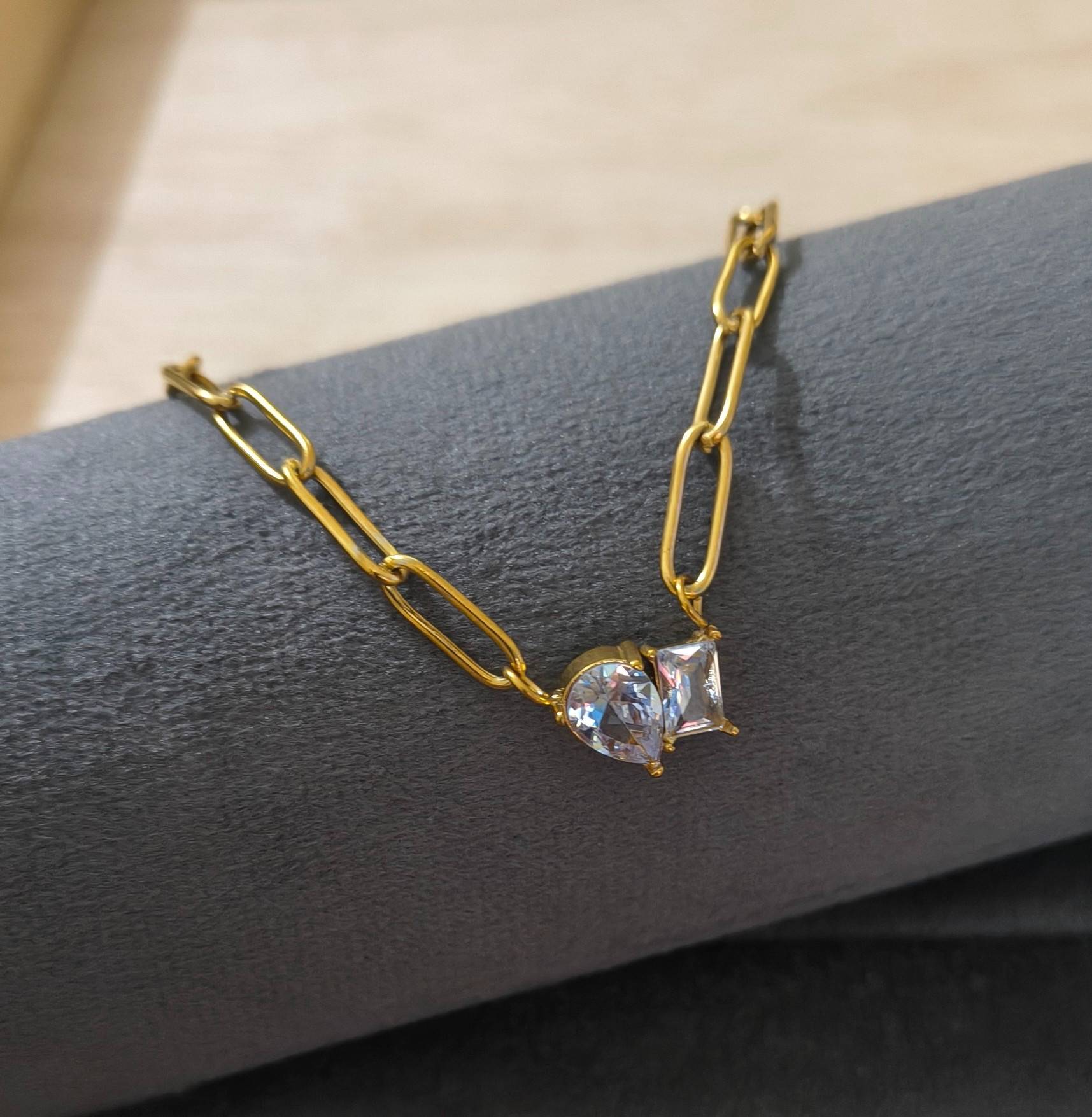 Anti Tarnish Necklace Paperclip Chain 18K Gold Plated