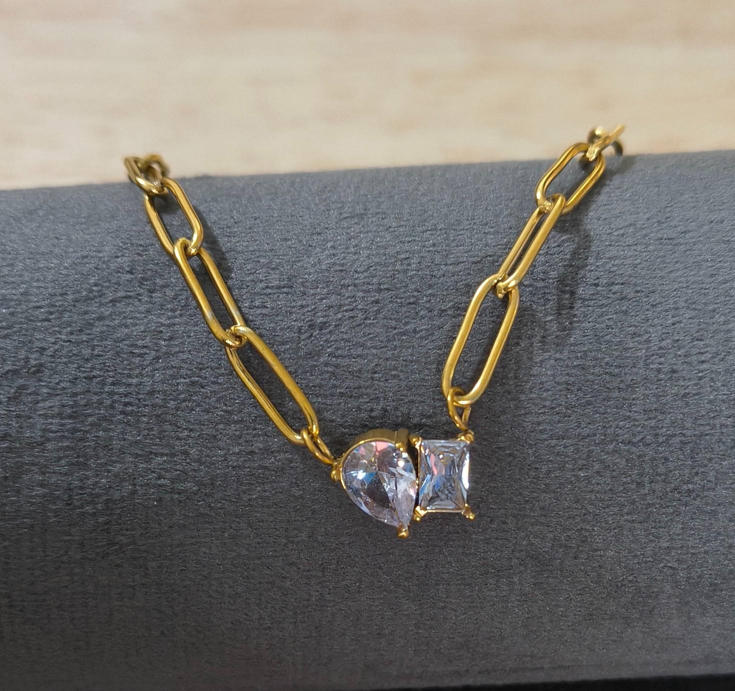 Anti Tarnish Necklace Paperclip Chain 18K Gold Plated
