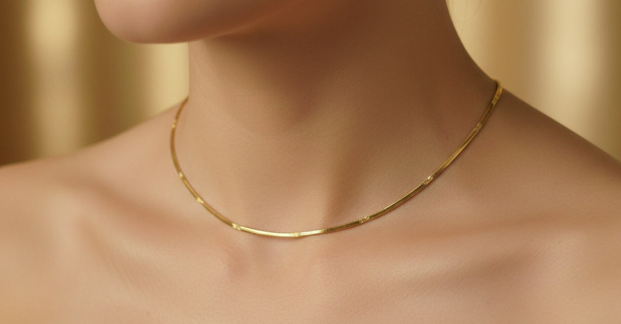 Anti Tarnish Necklace Star Snake Chain 18K Gold Plated