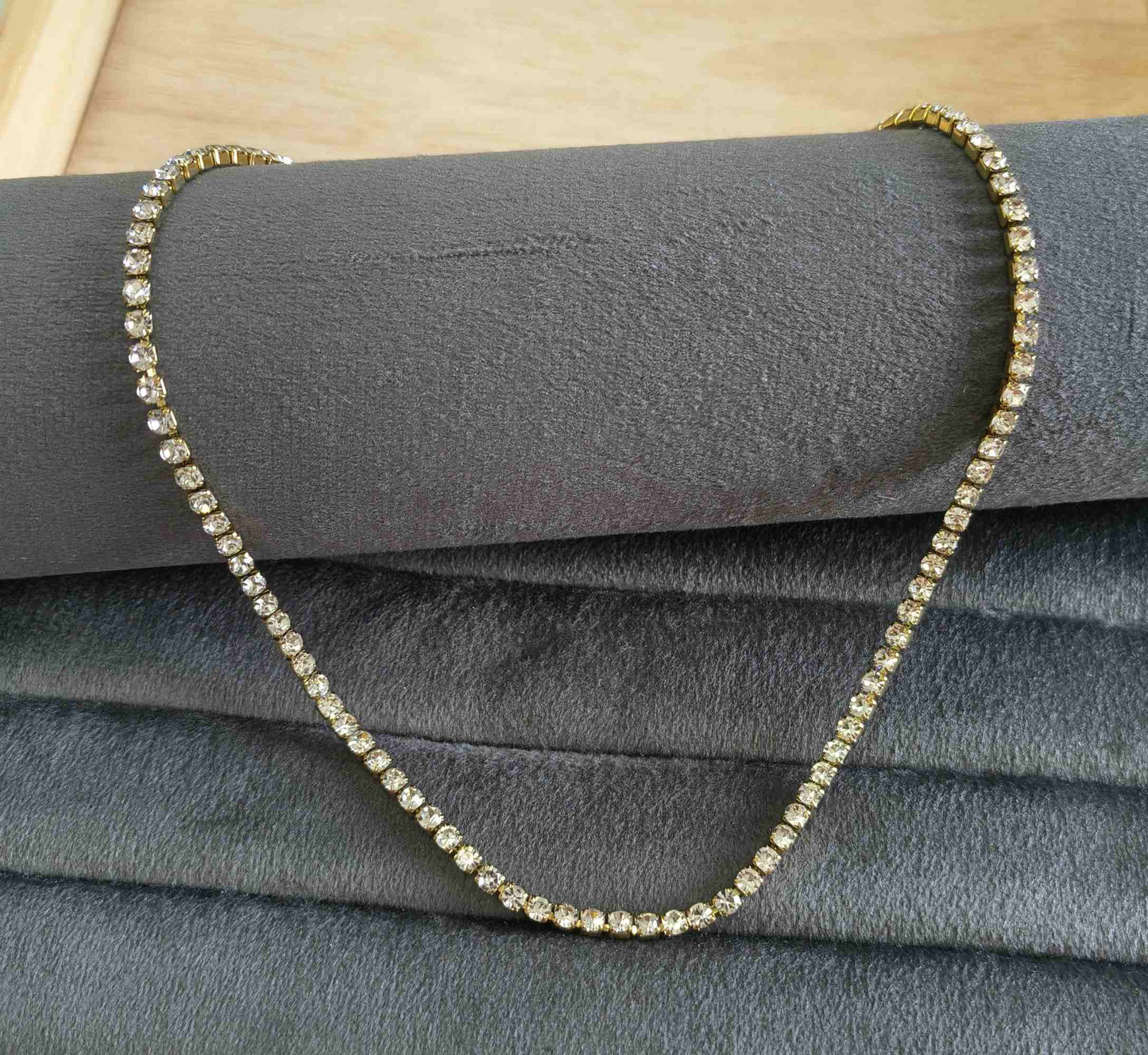 Anti Tarnish Necklace Tennis Chain 18K Gold Plated