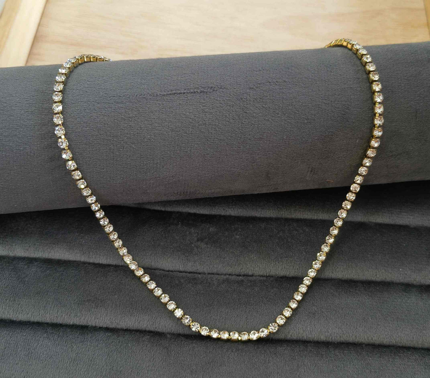 Anti Tarnish Necklace Tennis Chain 18K Gold Plated