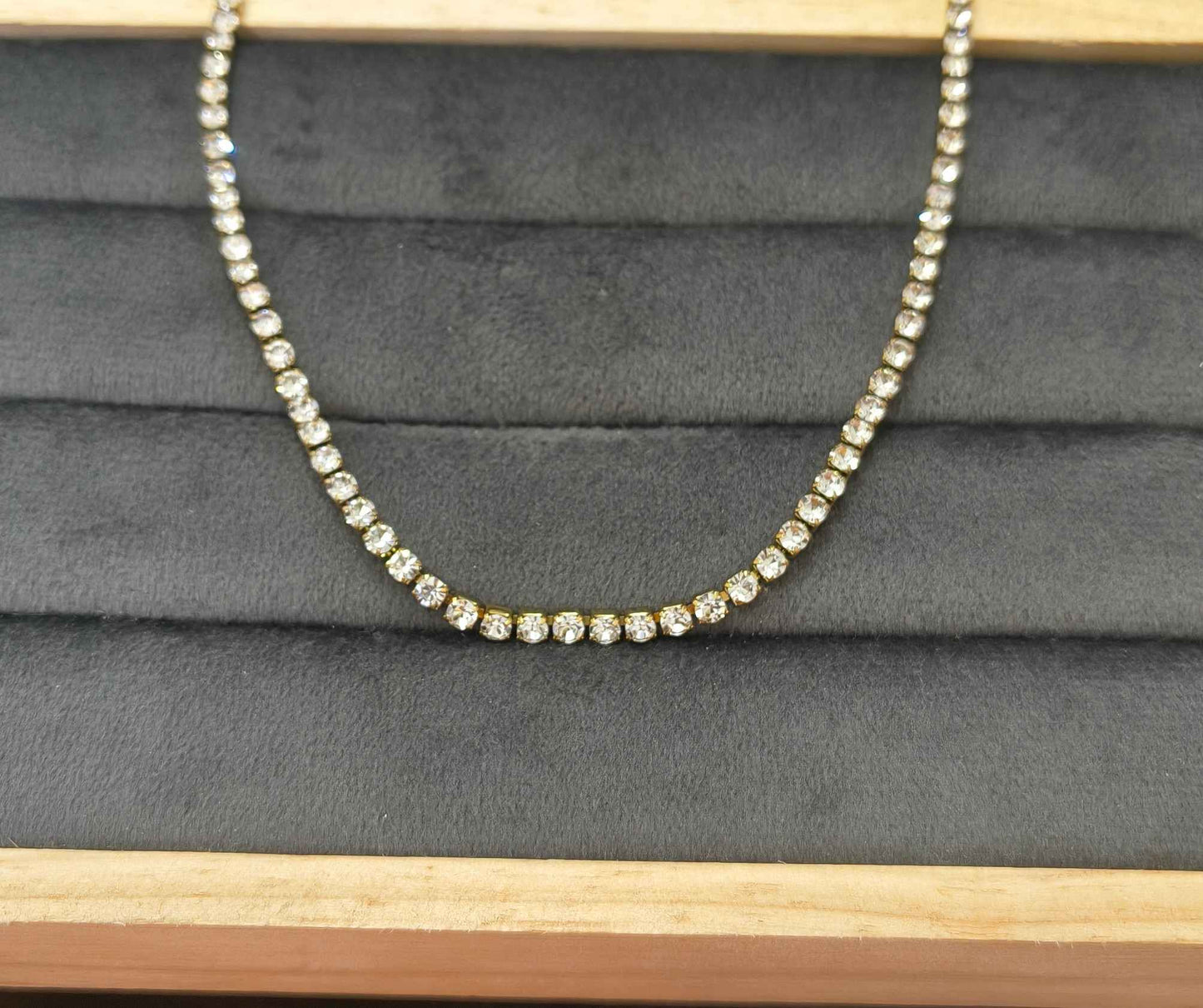 Anti Tarnish Necklace Tennis Chain 18K Gold Plated