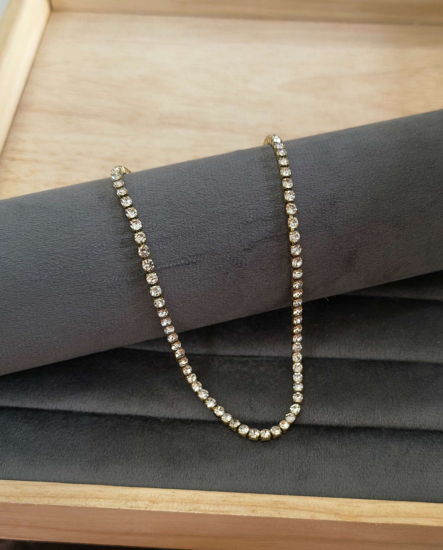 Anti Tarnish Necklace Tennis Chain 18K Gold Plated