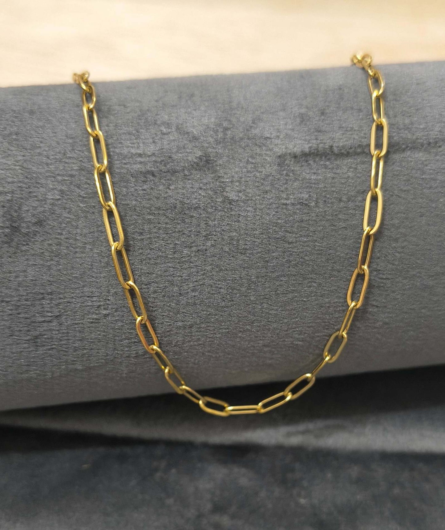 Anti Tarnish Necklace Trendy Paperclip Chain 18K Gold Plated