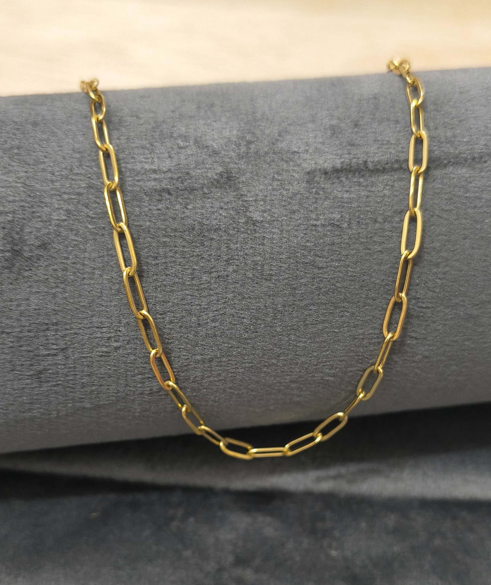 Anti Tarnish Necklace Trendy Paperclip Chain 18K Gold Plated