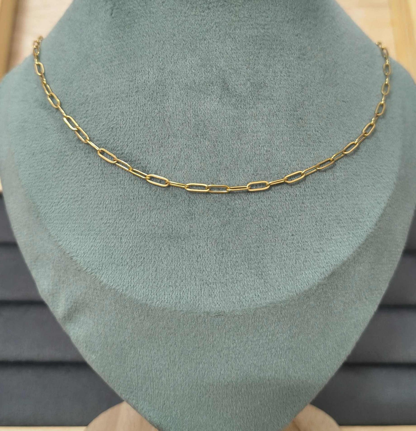 Anti Tarnish Necklace Trendy Paperclip Chain 18K Gold Plated