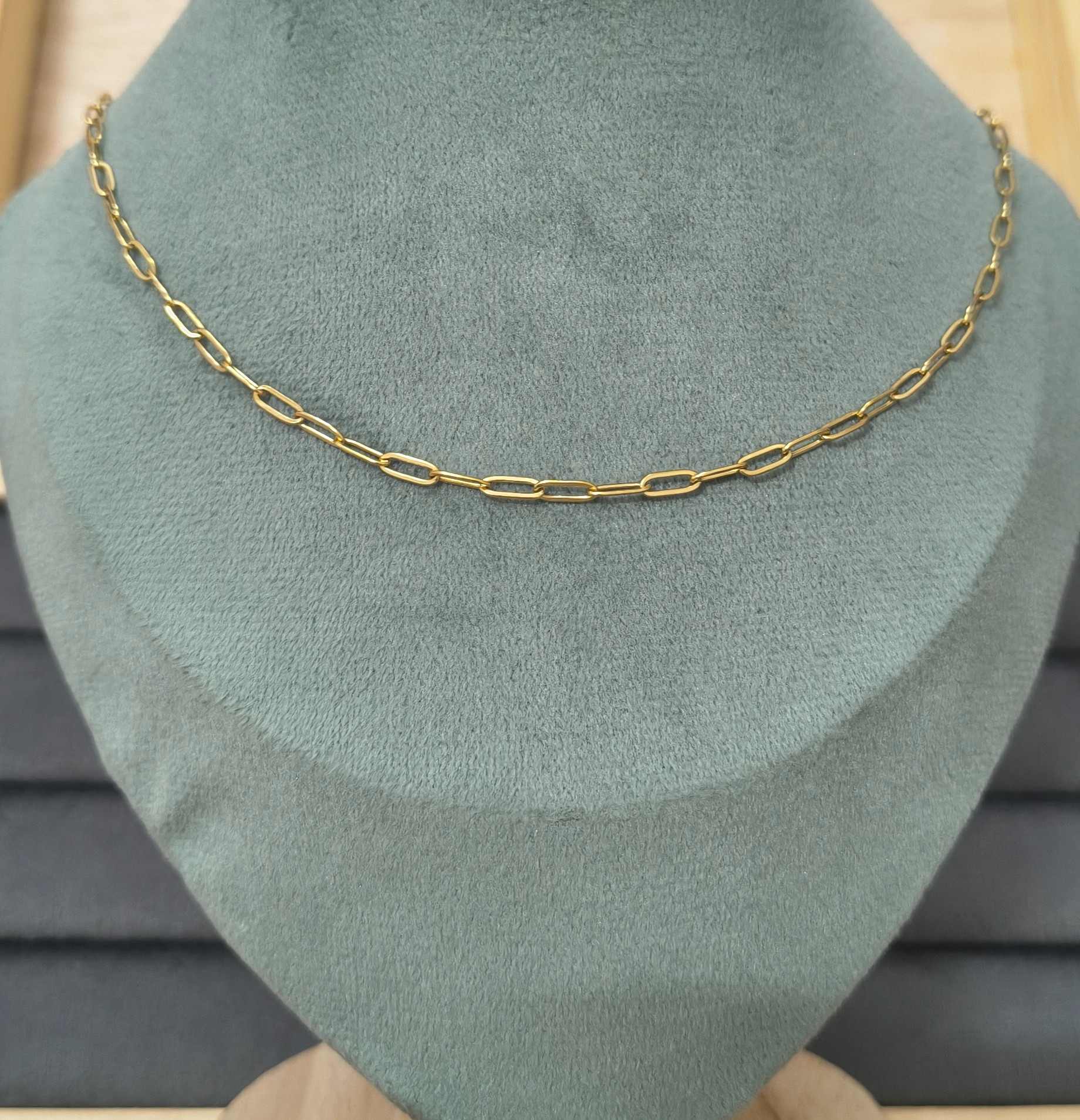 Anti Tarnish Necklace Trendy Paperclip Chain 18K Gold Plated