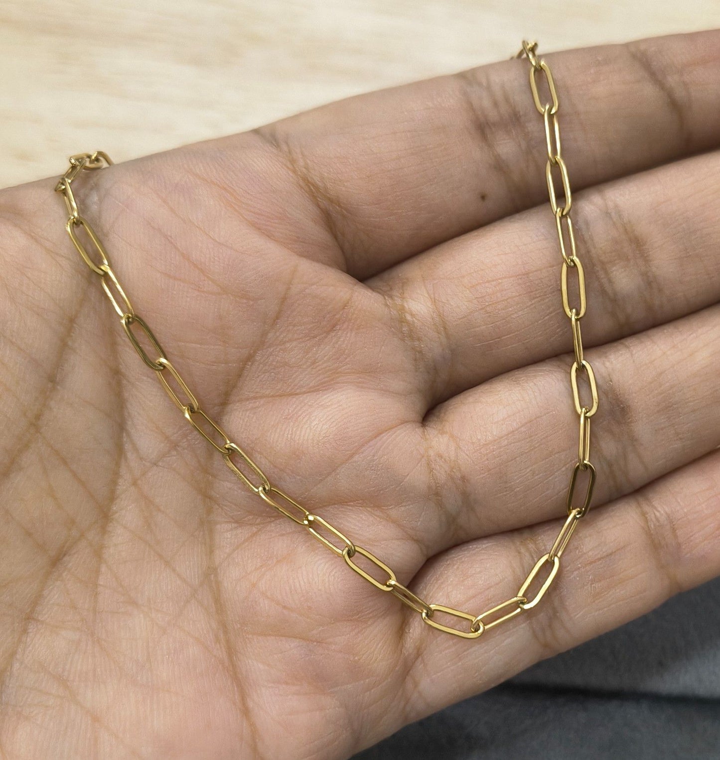 Anti Tarnish Necklace Trendy Paperclip Chain 18K Gold Plated