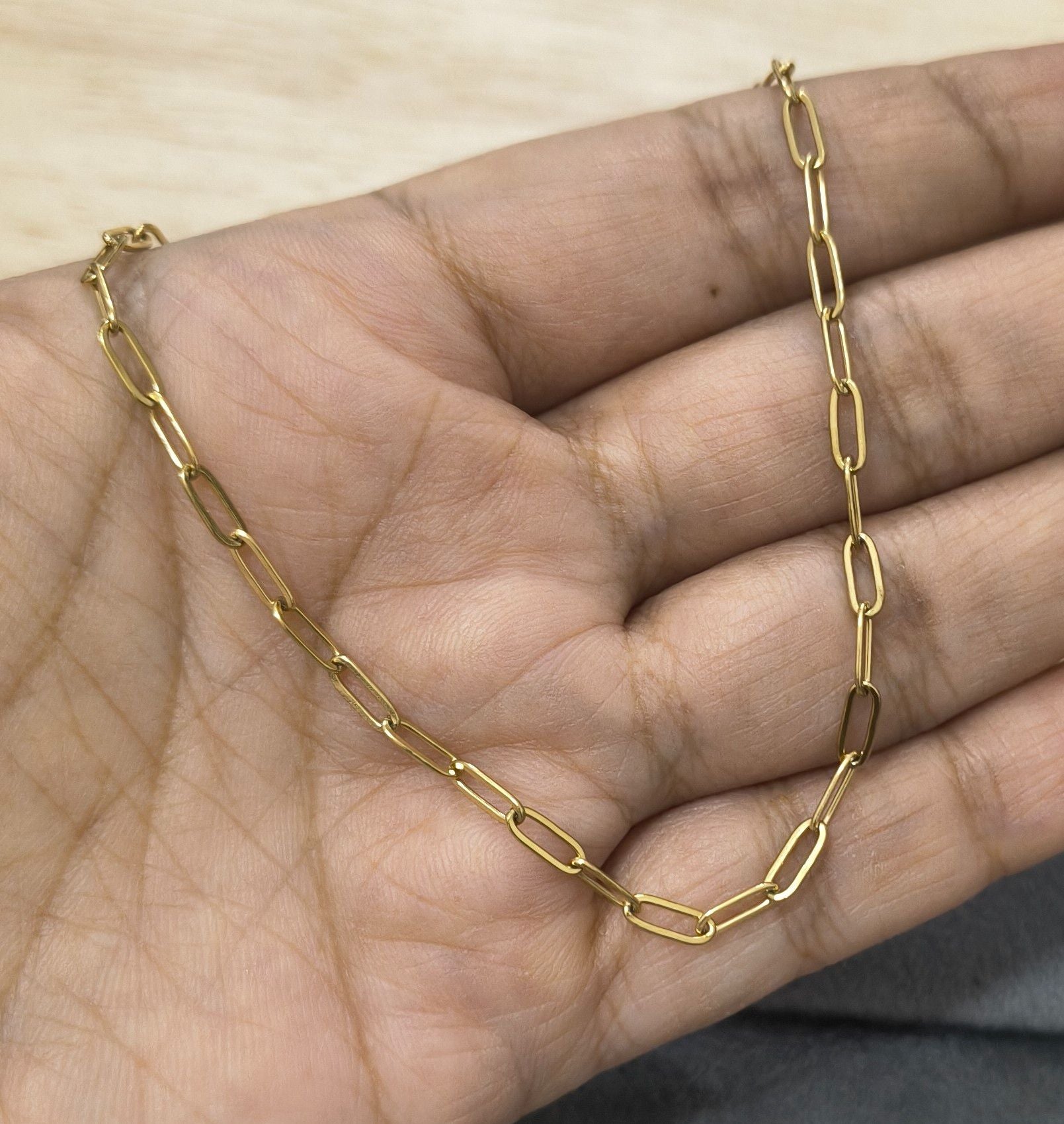 Anti Tarnish Necklace Trendy Paperclip Chain 18K Gold Plated