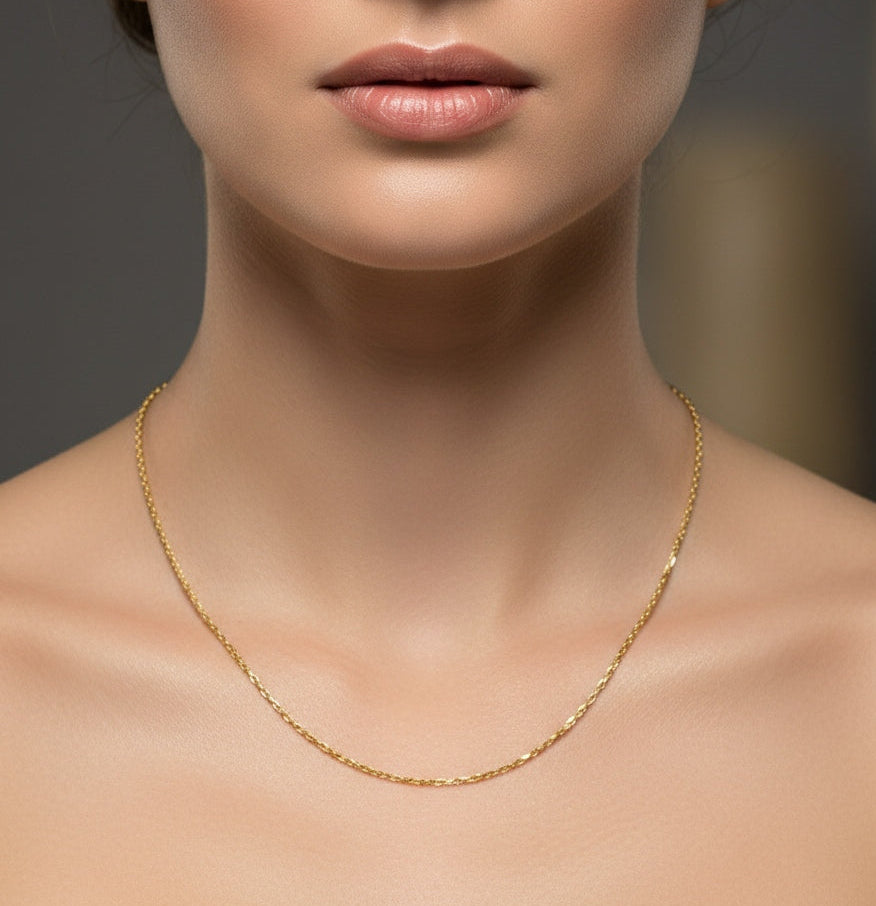 Anti Tarnish Necklace Twisted Thin Chain 18K Gold Plated