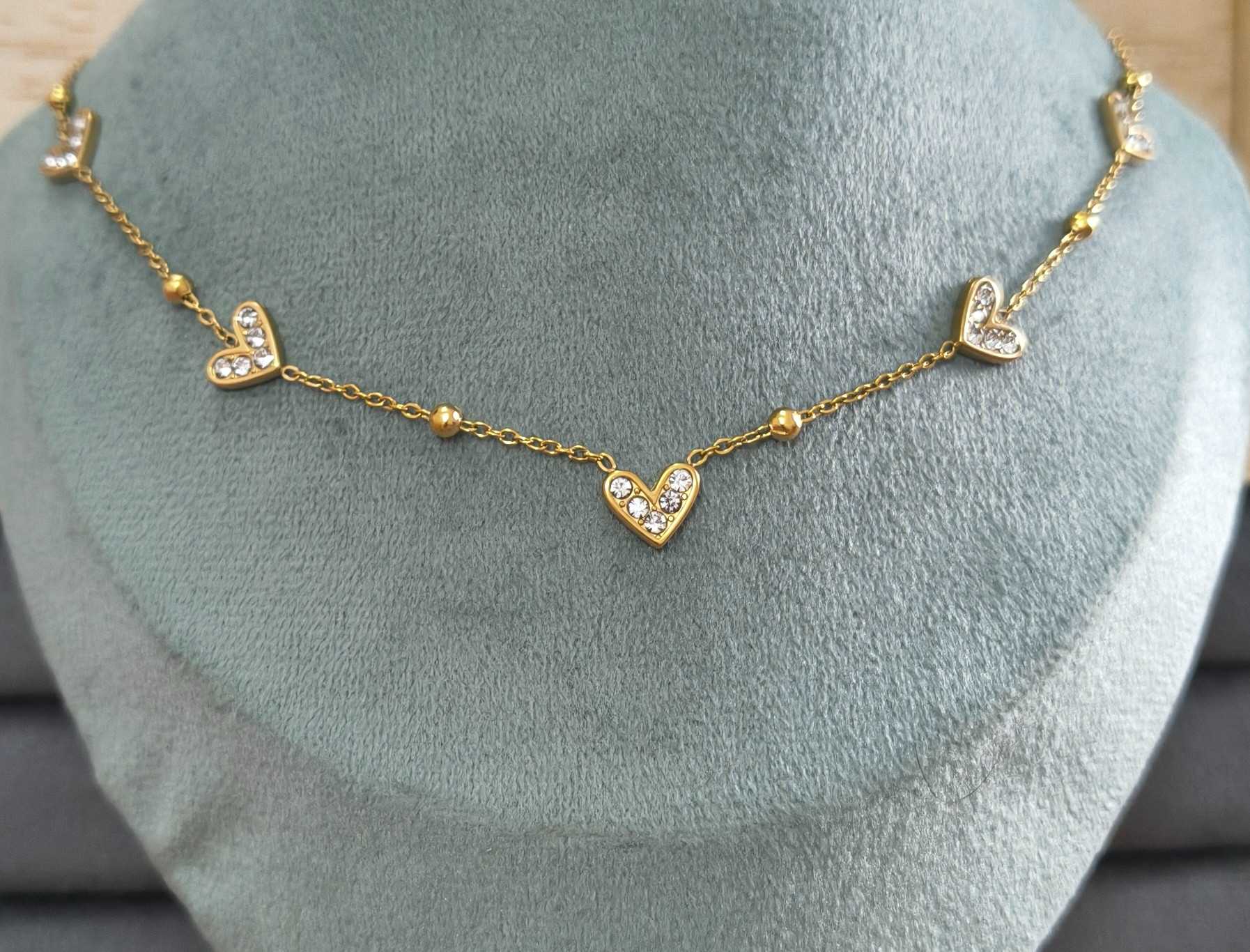 Anti Tarnish Necklace With Earrings Delicate Heart Set