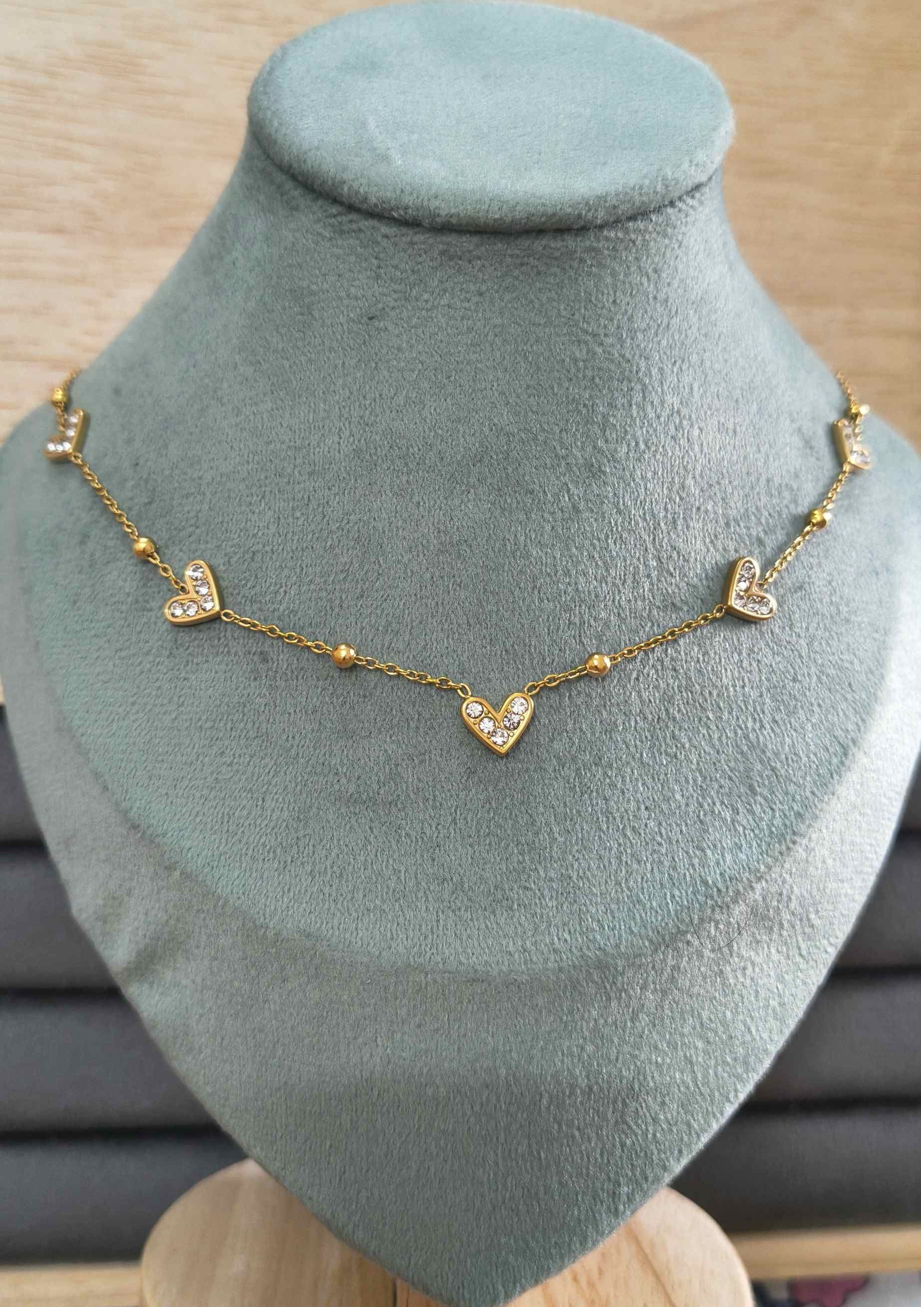 Anti Tarnish Necklace With Earrings Delicate Heart Set