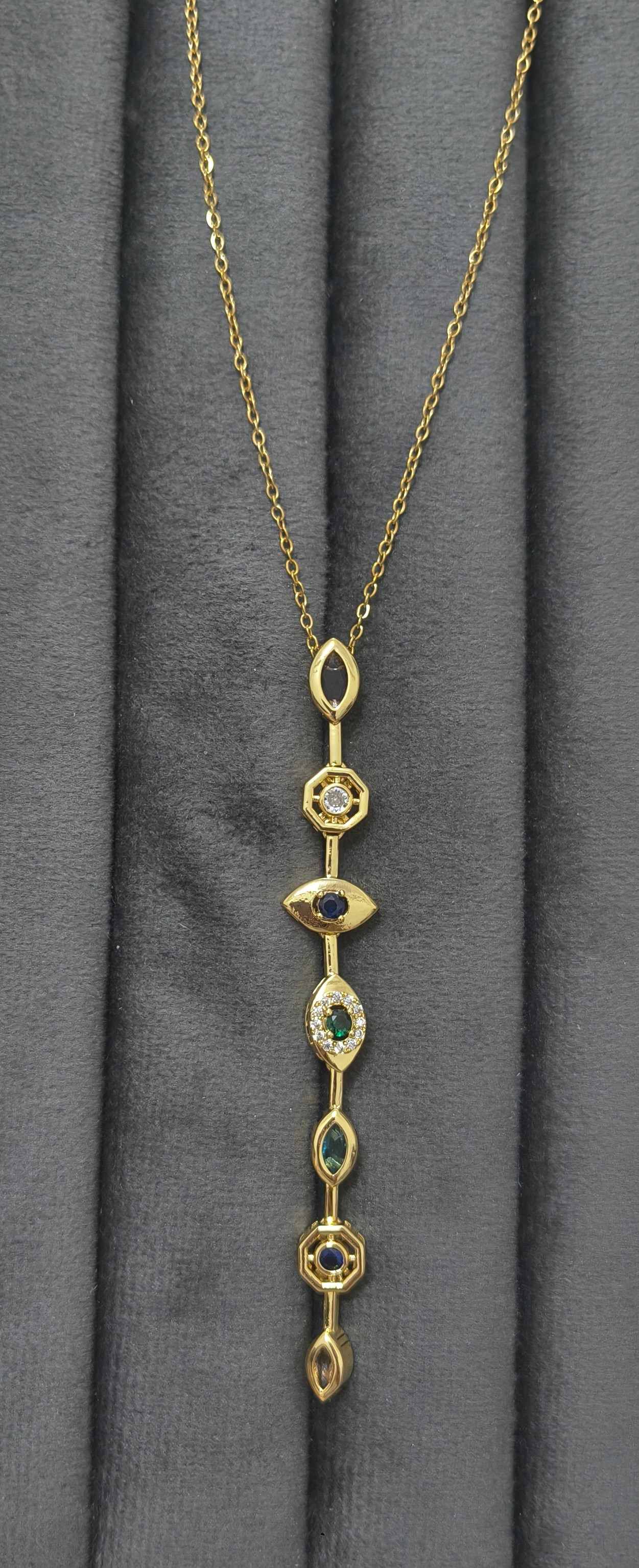 Anti Tarnish Necklace Y Dripping Pendant 18K Gold Plated