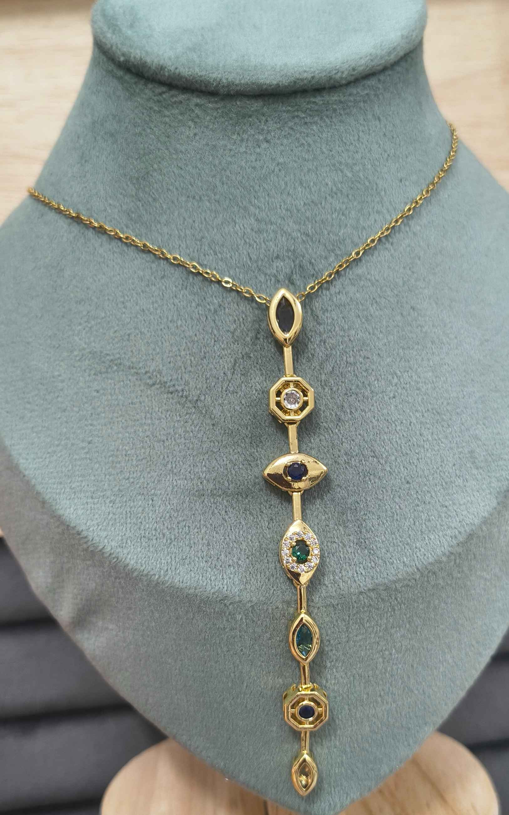 Anti Tarnish Necklace Y Dripping Pendant 18K Gold Plated