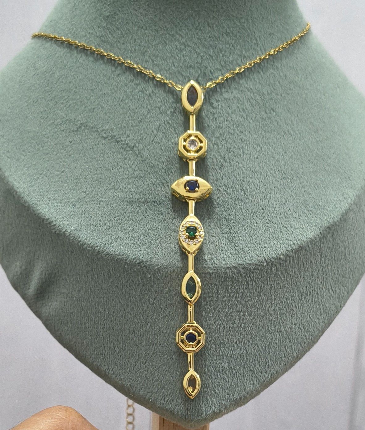 Anti Tarnish Necklace Y Dripping Pendant 18K Gold Plated
