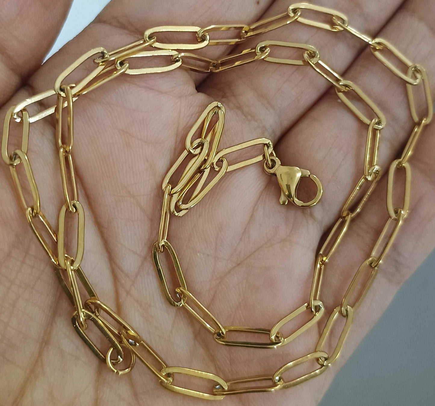 Anti Tarnish Paper Clip Chain 18K Gold Plated