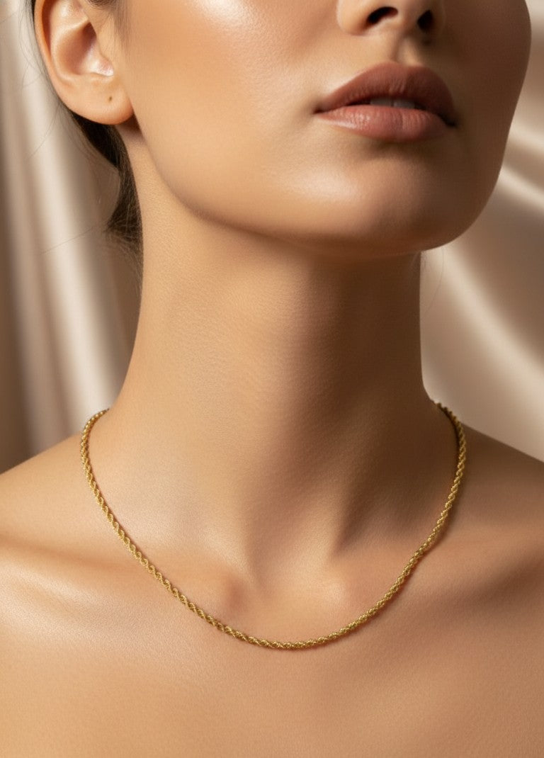 Anti Tarnish Plain Twisted Chain 18K Gold Plated