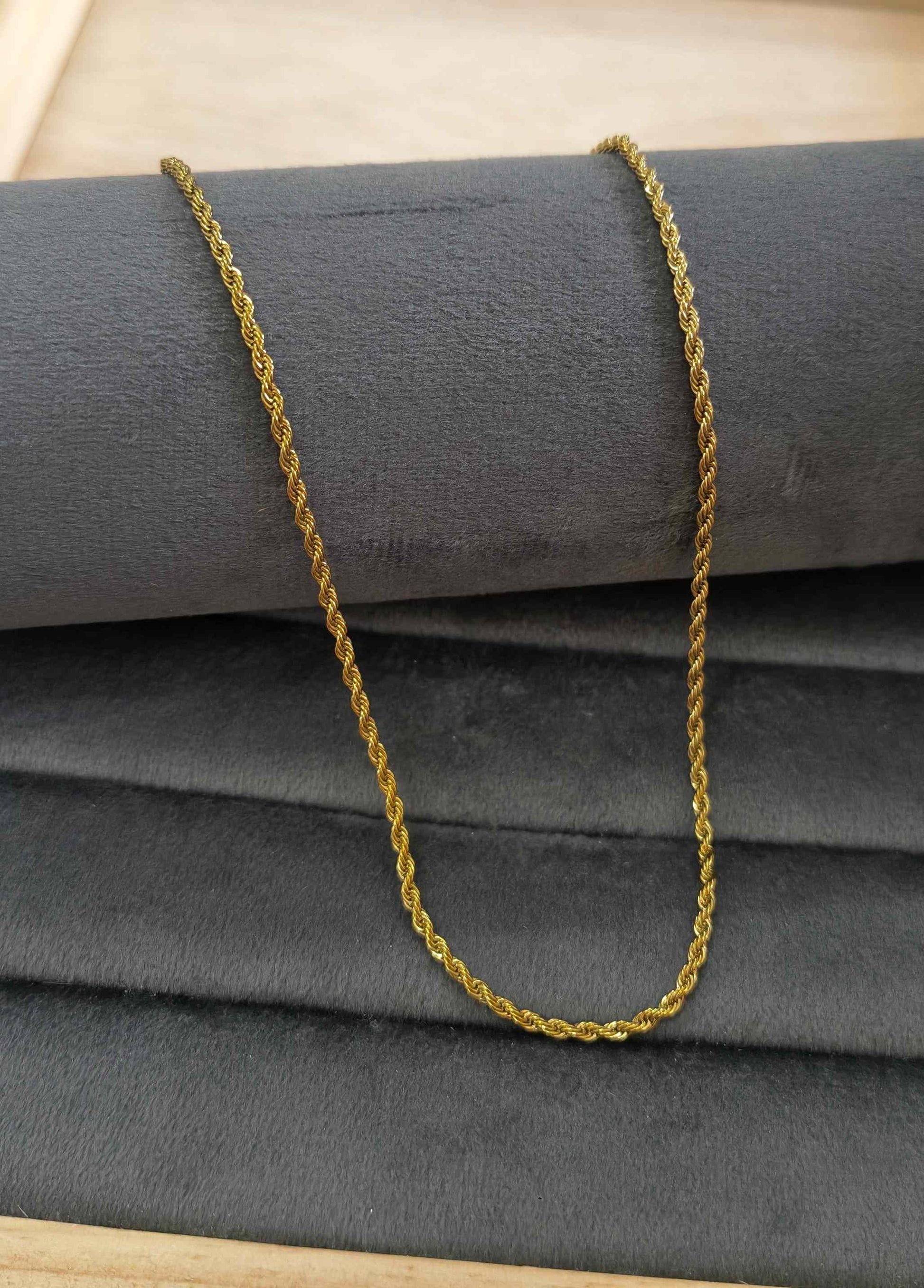 Anti Tarnish Plain Twisted Chain 18K Gold Plated