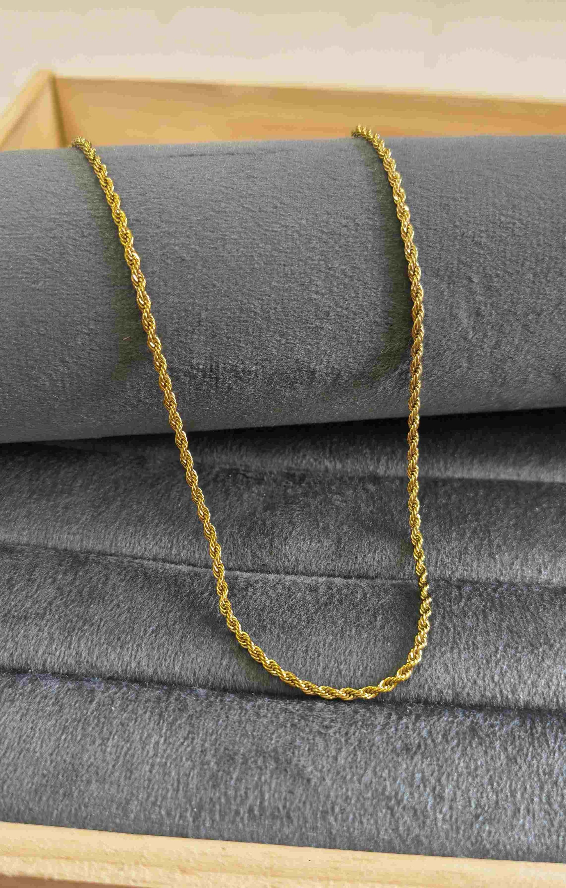 Anti Tarnish Plain Twisted Chain 18K Gold Plated