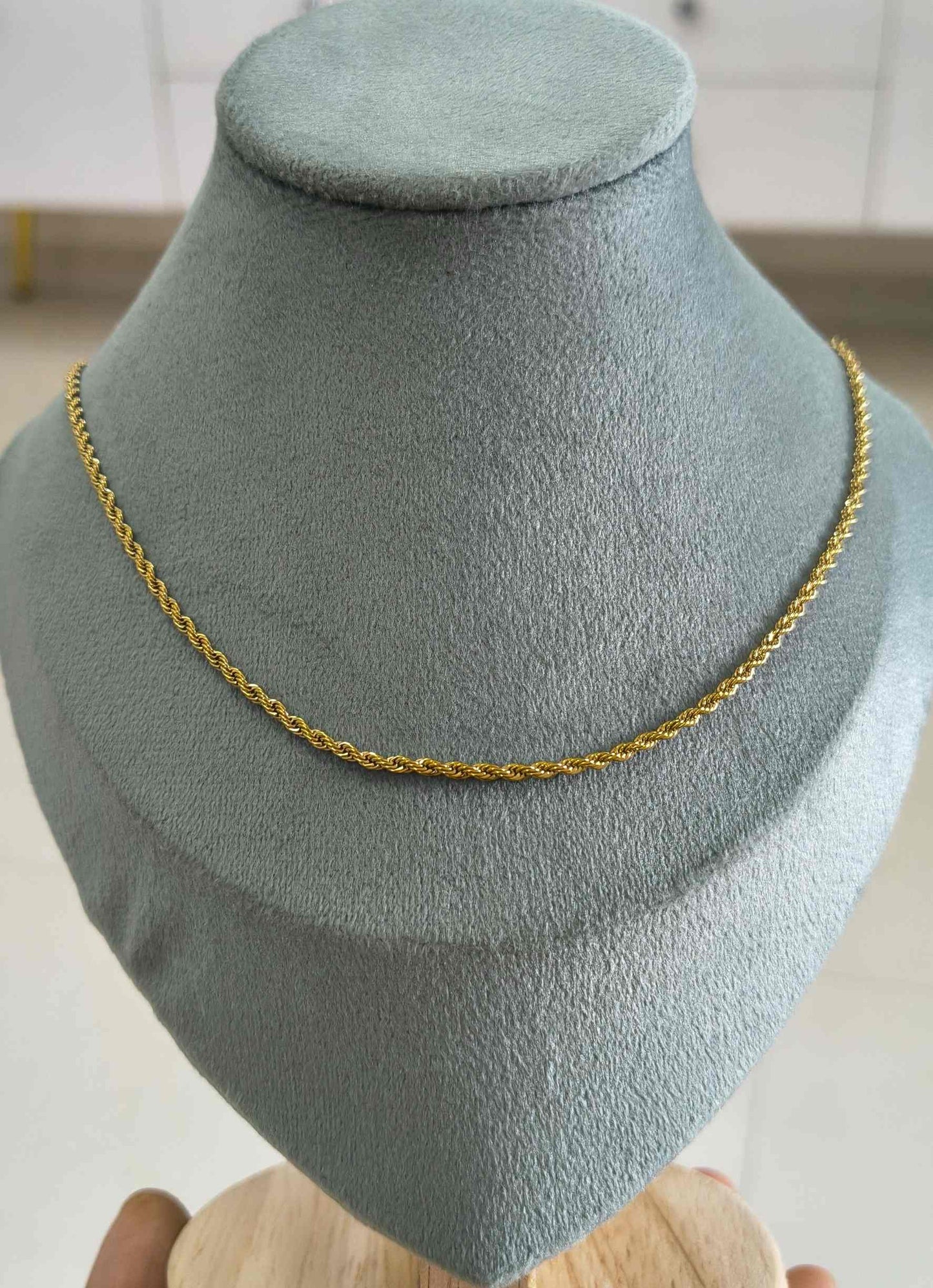 Anti Tarnish Plain Twisted Chain 18K Gold Plated