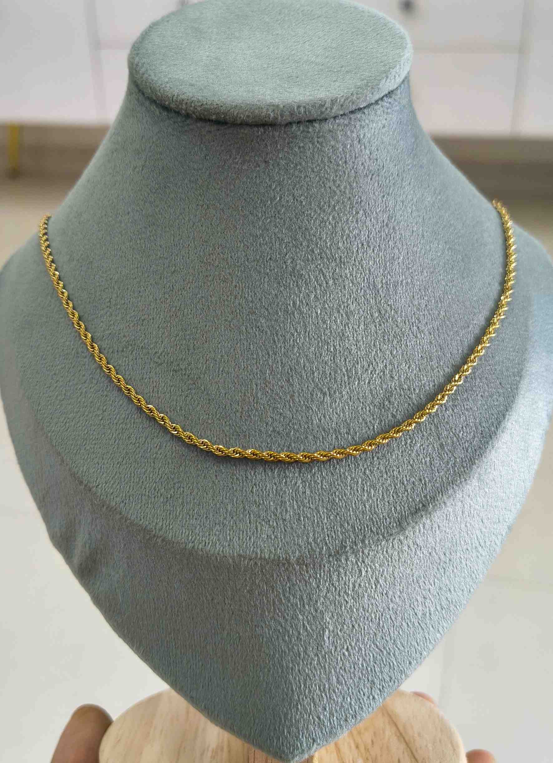 Anti Tarnish Plain Twisted Chain 18K Gold Plated