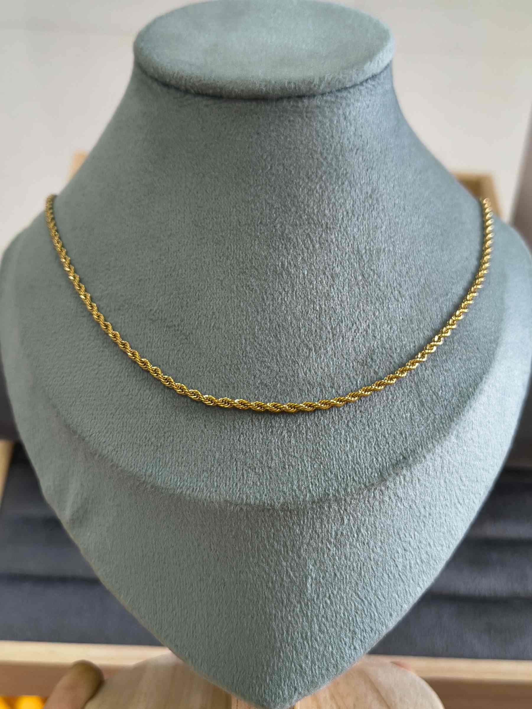 Anti Tarnish Plain Twisted Chain 18K Gold Plated