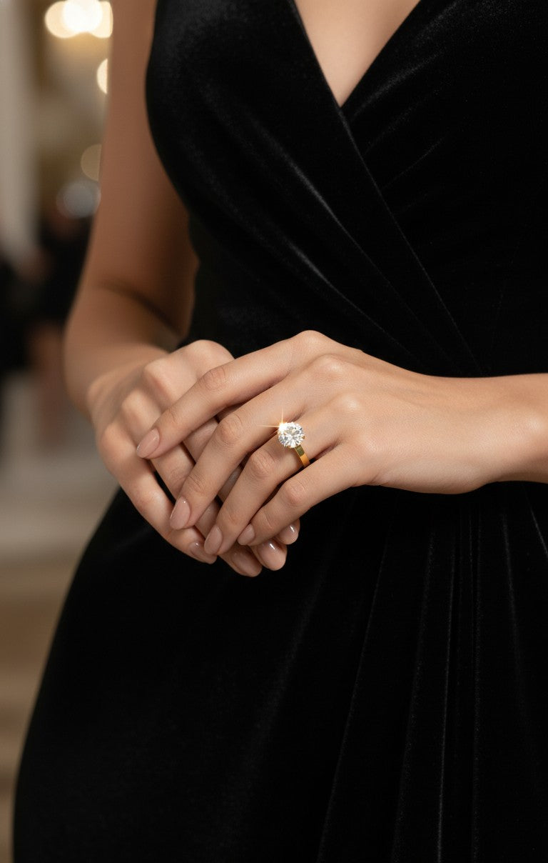 Anti Tarnish Princess Solitaire Ring 18K Gold Plated