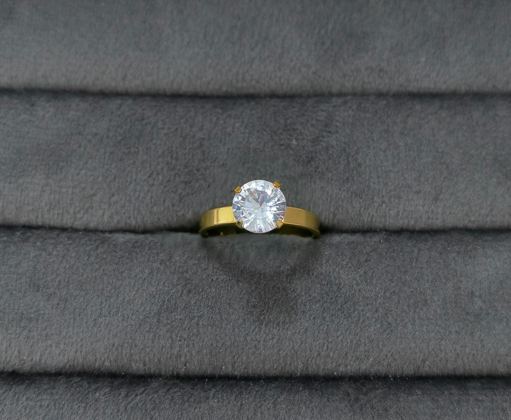 Anti Tarnish Princess Solitaire Ring 18K Gold Plated