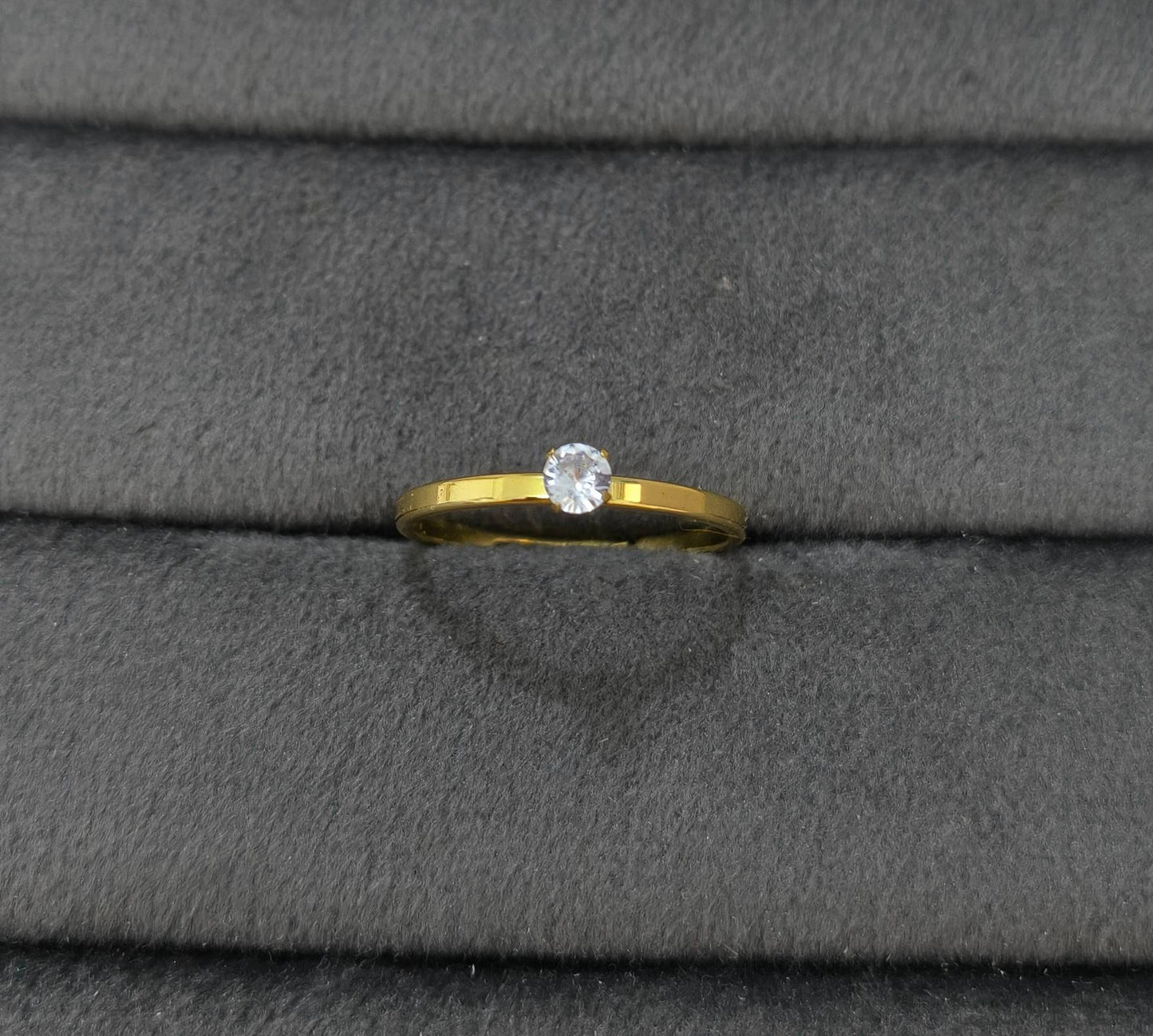 Anti Tarnish Promise Solitaire Ring Adjustable 18K Gold Plated