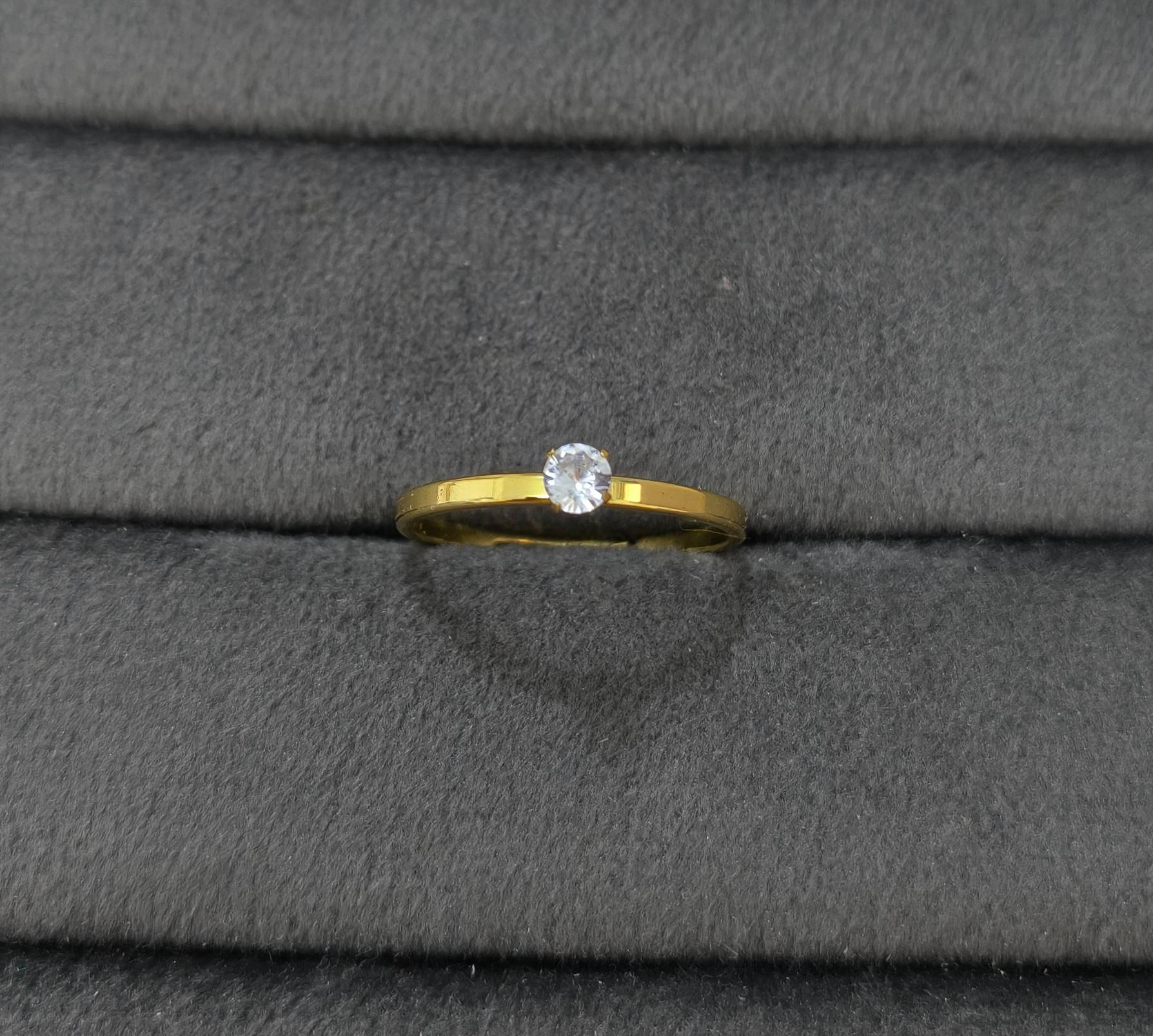 Anti Tarnish Promise Solitaire Ring Adjustable 18K Gold Plated