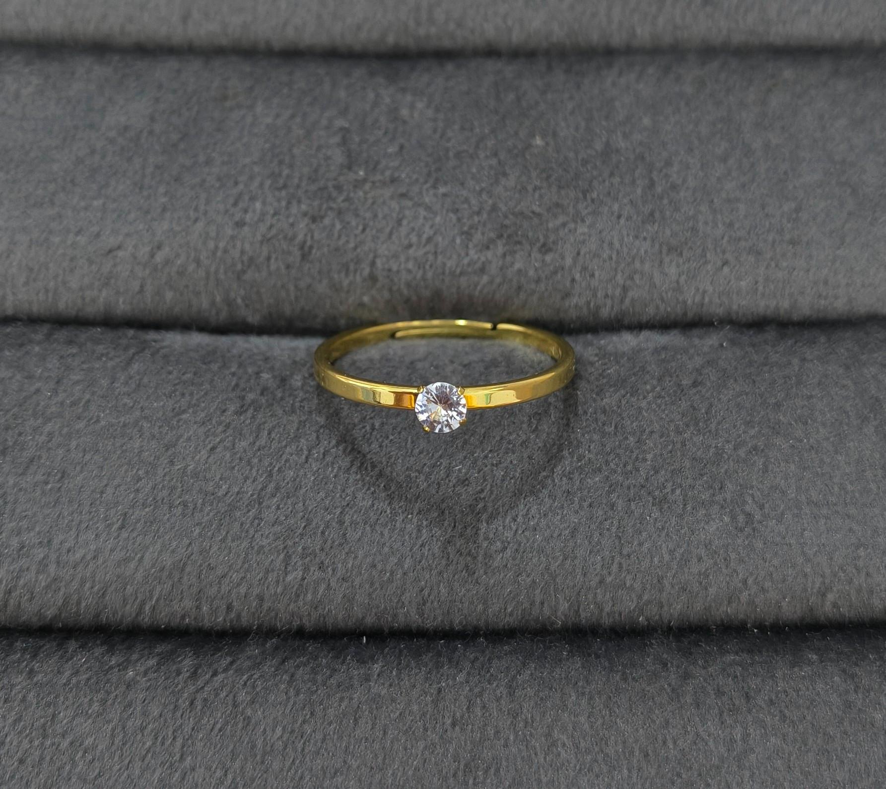 Anti Tarnish Promise Solitaire Ring Adjustable 18K Gold Plated