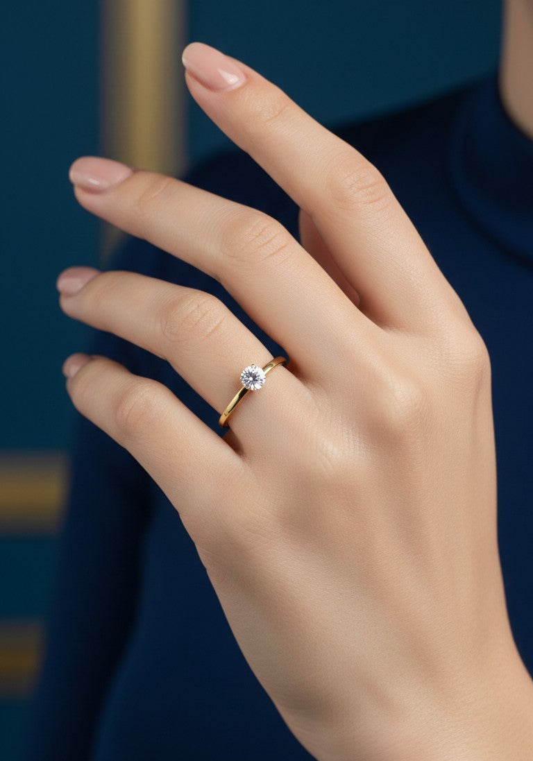 Anti Tarnish Propose Solitaire Ring 18K Gold Plated