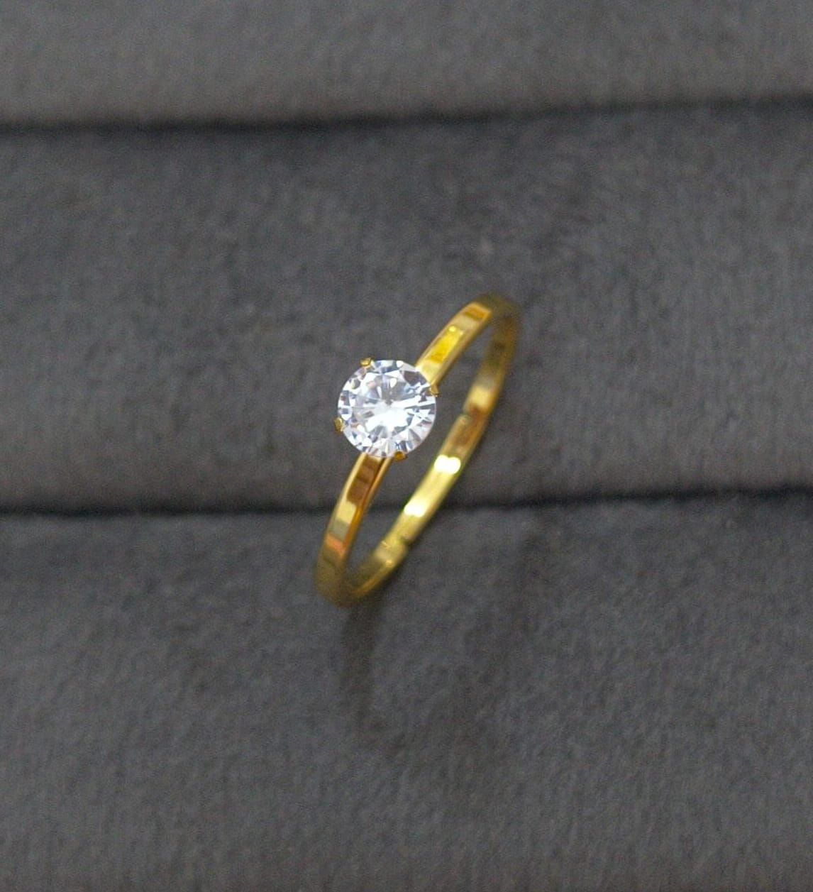 Anti Tarnish Propose Solitaire Ring 18K Gold Plated
