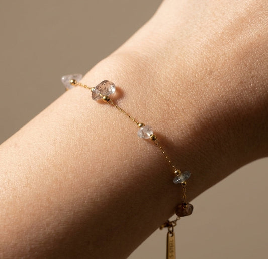 Anti Tarnish Radiant Crystal Chain Bracelet 18K Gold Plated